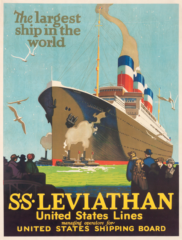 Poster for SS Levithan the Largest ship in the world c.1925